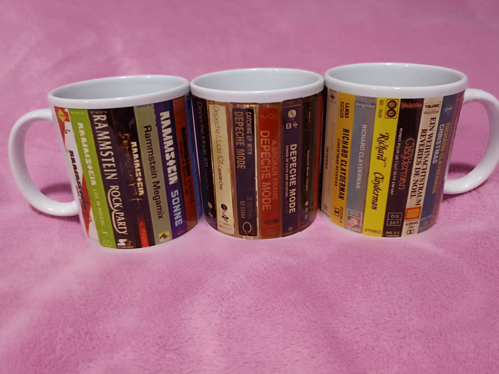 Rammstein, Depeche Mode és Clayderman kazettás bögre trió
