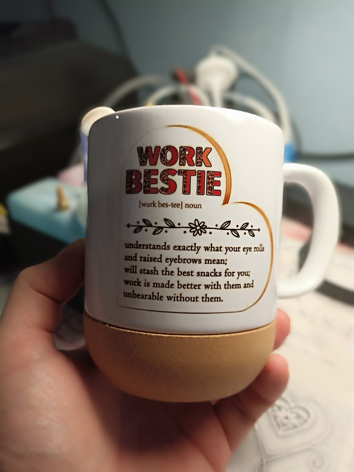 Work Bestie feliratos kávésbögre parafa talppal