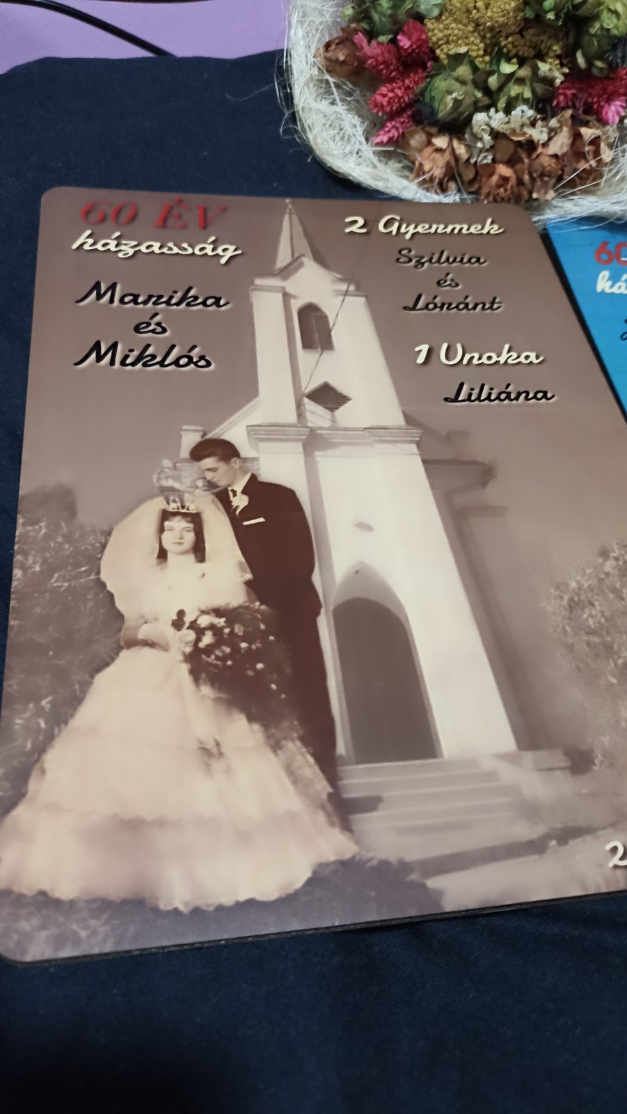 60 éves házassági évforduló esküvői fotós fém dekor tábla